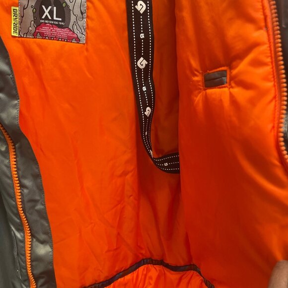 Burton Men XL Orange & Gray Jacket With Hood & Pockets - Picture 14 of 14